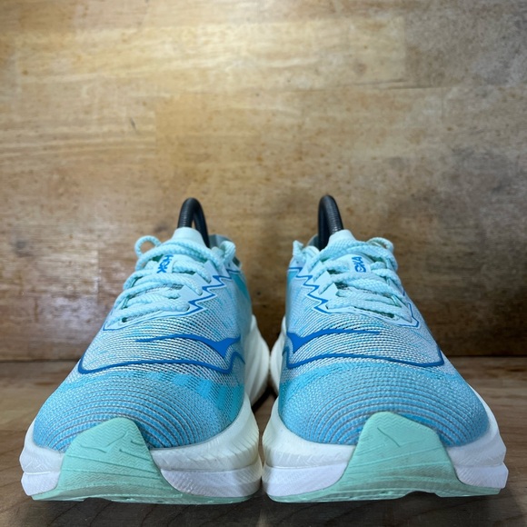 Hoka One One Mach X 2 Womens Size 7 Running Shoes Sneakers Snow Melt Blue Spark - Picture 2 of 12